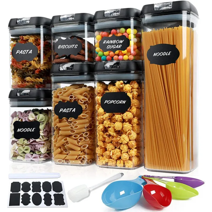 GC%207%20Piece%20Food%20Storage%20Container%20Set%20With%20Marking%20Pen,%20Sticker,%20Measuring%20Spoon%20Durable%20And%20Impact%20Resistant%20Airtight%20Clear%20Canisters%20For%20Kitchen,%20Pantry%20-%20Image%208