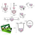 1pcs Pink Opal Heart Navel Ring Chest Ring Nose Nail Nose Piercing Belly Ring Piercing Cartilage Earring Body Piercing Jewelry. 