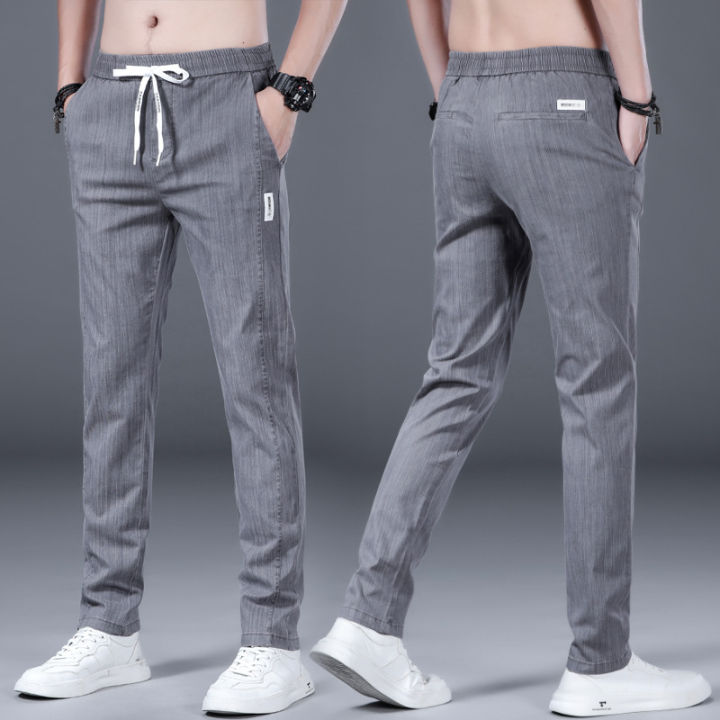 One%20Piece%20Dropshipping%20Summer%20New%20Men's%20Casual%20Pants%20Korean%20Slim-Fit%20Imitation%20Denim%20Straight%20Men's%20Casual%20Elastic%20Waist%20Pants%20-%20Image%204