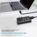 RSHTECH 5Gbps USB Hub Splitter Aluminum 4-Port USB 3.0 Hub Expander with Individual ON/OFF Switch.