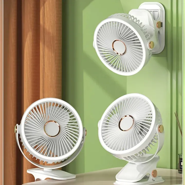 Three-in-one clip-on multi-function fan rechargeable portable fan with ...
