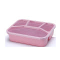 4 Compartments Lunch Box Wheat Straw Picnic Food Container Bento Storage Boxes For Kids Adults. 