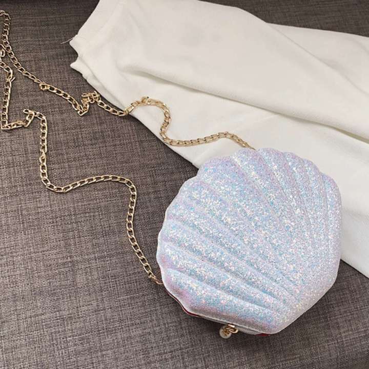 2X%20Women%20Girls%20Little%20Mermaid%20Seashell%20Purse%20Cross-Body%20Shoulder%20Bags%20Glitter%20Sequins%20Chain%20Evening%20Purse,%20Pink%20-%20Image%206