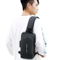 Multifunction Patent Leather Chest Bag ,  Waterproof Men Crossbody Bag Anti-theft Travel Bag Male USB Charging Chest Bag Pack Anti-theft Travel Bag Male USB Charging Chest Bag Pack. 