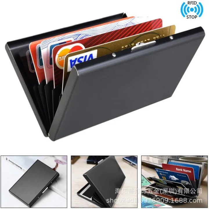 Metal%20Card%20Holder%20Wallet,Ultra%20Thin%20Stainless%20Steel%20Metal%20Wallets%20RFID%20Blocking%20Credit%20Card%20Wallet%20Holder,%20Black%20and%20Silver%20-%20Image%206