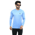 SMUG Premium Full Sleeve T-shirt Fabric soft and comfortable - Contrast - Sky blue. 