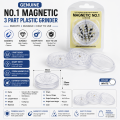 Genuine No.1 Magnetic 3 Part 60mm Plastic Grinder-Tobacco Shark Teeth Storage Plastic Grinder Accessories..