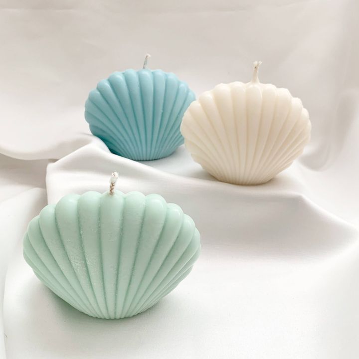 BDYD 3 pcs Seashell cute candle ~ home decor candle night dinner Large
