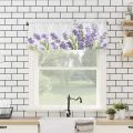 Purple Flower Lavender White Kitchen Window Curtains Home Decoration Short Curtain for Living Room Bedroom Small Drapes Cortinas. 
