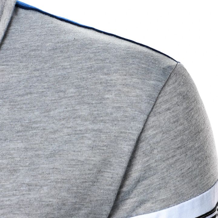 Men%20Short%20Sleeve%20Polo%20Shirt%20Casual%20Top%20Contrast%20Color%20Design%20Striped%20Ribbon%20Decoration%20Summer%20Fashion%20Men%20Polo%20Shirt%20-%20Image%204