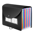 24 Pockets Expanding File Folder Letter A4 Paper Document with Blank Labels Desktop Storage Organizer.