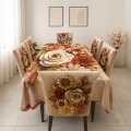 3D Print Dining table Cloth runner and 06 pieces chair cover Full Set multi colour 325. 