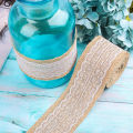 Yfashion Jute Cloth Roll with White Lace Craft for e Decoration Packaging 2M/Roll. 