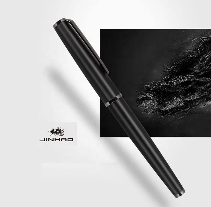 Jinhao 95 Series Metal Body Fountain Pen with Ink Refill Converter Matte Black, Fine Nib 0.5mm