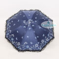 Ladies Fashionable and Elegant Anti UV Sunshade Print Border Lace Umbrella. 
