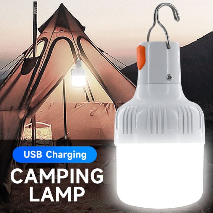 Outdoor USB Rechargeable LED Lamp Bulbs 60/130W Emergency Light Hook Up Camping Fishing Portable Lantern Night Lights 1Pcs
