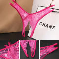 1PC Women's Bowknot Pearl See Through Lace Open Crotch Thongs G-String Hollow Out Lingerie Panties T Pants Underwear.