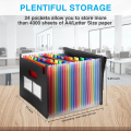 24 Pockets Expanding File Folder Letter A4 Paper Document with Blank Labels Desktop Storage Organizer.