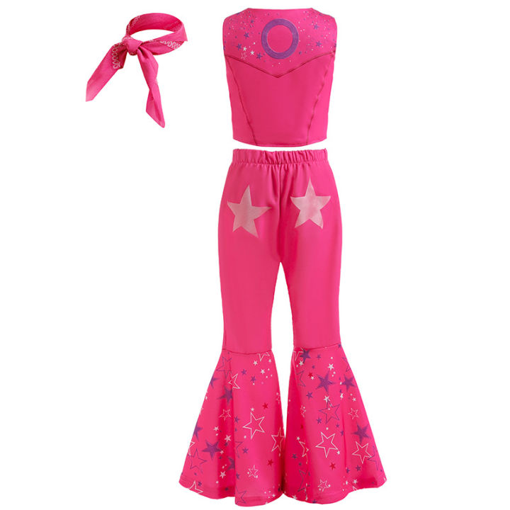 Girls%20New%20Movie%20Barbi%20Costume%20Margot%20Robbie%20Barbe%20Pink%20Top+Trousers%20Kids%20Halloween%20Cospaly%20Children%20Clothes%20-%20Image%203