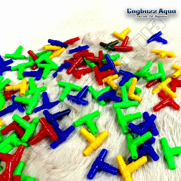 Aquarium Air Line Connector (3-Way) T Shape – 4/6mm Air Tube Splitter (5–50 Pcs)