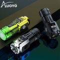 Auoyo Flashlight MINI Flashlight USB Charging Flashlight Super Bright Flashlight Waterproof Pen Clip Flashlight Three Eye Design Portable Torch for Camping Outdoor Super Bright Five Lighting Modes.