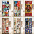 Retro Graffiti Poster Stickers Fridge Door Decals Waterproof PVC Tiling Floral Pattern Refrigerator Door Cover Kitchen Decor.