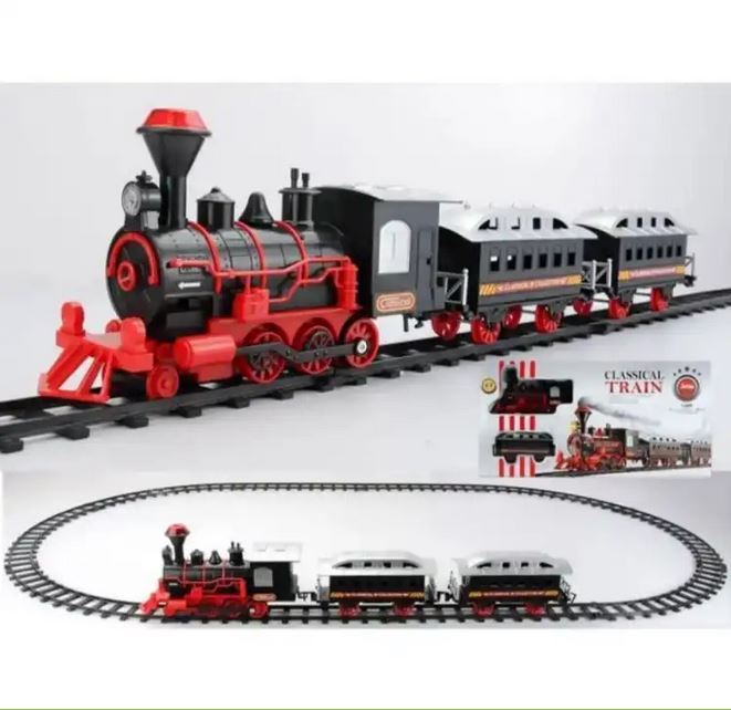 13 Piece Set Classic Train Set christmas gift electric race track set  plastic smoking railway train toy