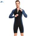 1.5mm Neoprene Men Wetsuit Diving Suit Keep Warm Long Sleeve Shorts Front Zip Protection XXXL.