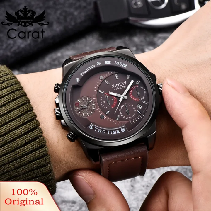 (New)%20carat%20xinew%20Port%20men%20calendar%20ub-dial%20decor%20faux%20leather%20band%20quartz%20writ%20watch%20-%20Image%2010