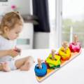 Wooden Sleeve Column Toys Sorter Toys Geometric Shapes Boys Girls Gifts Green.