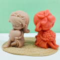 3D Design Candle Mold Decorative Gypsum Casting Heart-shape Girl Silicone Mold Scented Candle Flower Girl Rose Candle Mould for Gift Making Home Decor Craft Enthusiasts Romantic Setting Valentine's.