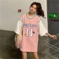 Fake Two Pieces Basketball WearTT-shirt Women's2022New Jersey Student Korean Style Loose Mid-Length Half Sleeveins-. 