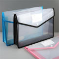 Press Button File Folder Flexible A4 Size Transparent Document Bag Waterproof Plastic Paper Organizer for Office Supplies. 