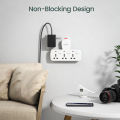 Lencent 3 in 1 Universal Plug Extension Wall Plug with Individual Switches, 3 Outlets, Multi Plug Outlet, Power Plug Adapter, Multiple Socket Charger Extension for Home, Office, Travel. 