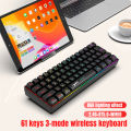 L500 Wired/Wireless Connection Gaming Keyboard 61 Keys Compact Computer Keyboard Type C Connection Mechanical Keyboard With Dynamic RGB Backlight Keyboard For PC Laptop Gamer.