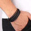 Trendy Multi-layer Leather Bracelet for Men Women Vintage Braided Rope Bracelets Jewelry Gift Casual Black Punk Style Bracelet. 