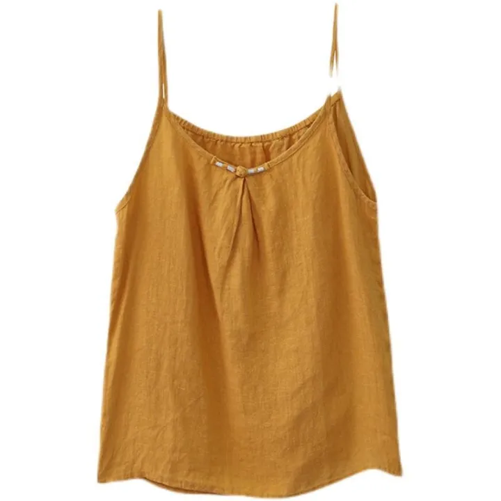 Retro%20Art%20Frog%20Button%20Pure%20Cotton%20Camisole%20Women2022Summer%20New%20Loose%20Inner%20Wear%20Sleeveless%20Top%20for%20Women%20-%20Image%205