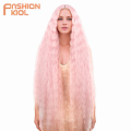 42 Inches Lace Wig Hair Synthetic Wigs For Black Women Ombre Blonde Pink Water Wavy Long Curly Hair Wig Cosplay. 