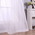 【Fashion】210cm Sheer White Grommet Set of 2 Panels Window Sheer Semi Drapes Polyester Look Voile for Bed. 