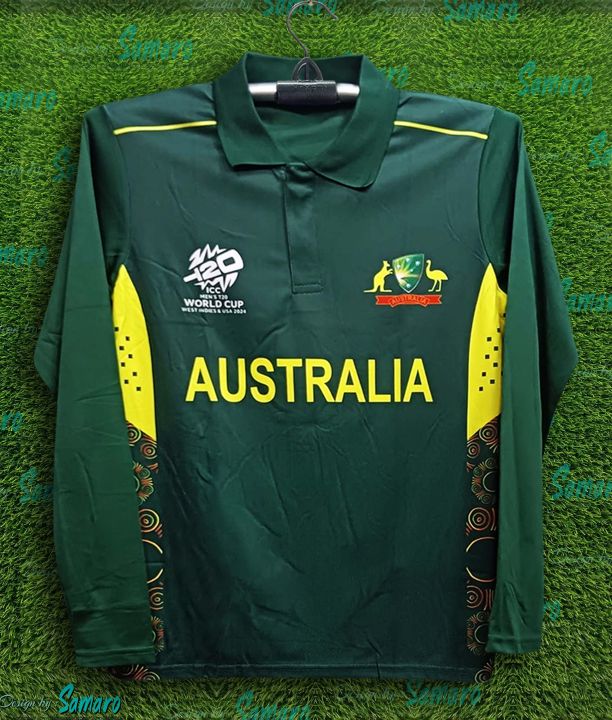 Australia T20 World Cup Jersey - Full Sleeve Caller Polo Jersey For Men - Australia Jersey 2024