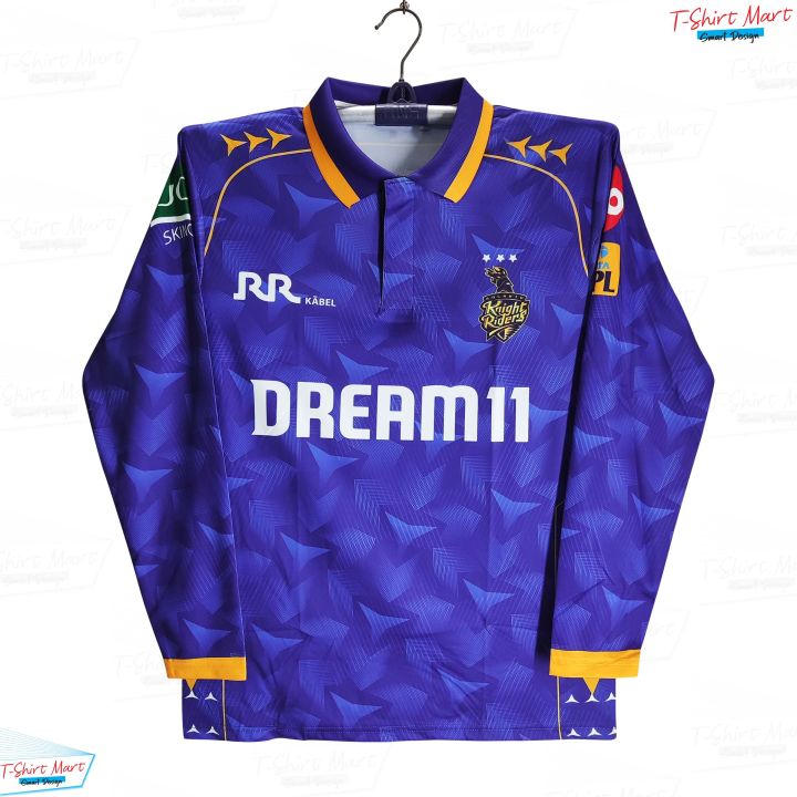 Kolkata Knight Riders Premium Jersey 2025-2026 - KKR Long Sleeve Polo IPL Jersey for Men - Kolkata Cricket Jersey 2025
