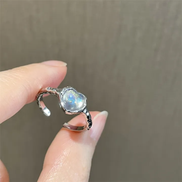 Gradient%20Love%20Moonstone%20Ring%20Tin%20Foil%20Texture%20Silver%20Bow%20Adjustable%20Ring%20Niche%20Heart%20Shaped%20Open%20Ring%20-%20Image%206