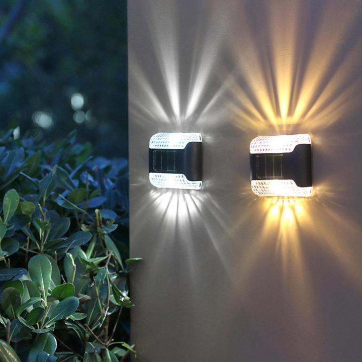 Pack of 1-Led Solar Power Lamp Waterproof Wall Lights Fence Yard Patio Stairs Balcony Garden Decorations Up and Down Outdoor Lights