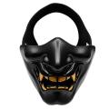 Halloween Costume Cosplay Tooth Decay Evil Demon Kabuki Samurai Half Cover Mask Party Scary Decoration,Black. 