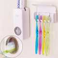 Bathroom Accessories Set Toothbrush Holder Automatic Toothpaste Dispenser Tooth Brush Holder Wall Mount Organizer Storage Rack. 