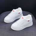 1726 Velvet Small White Shoes Winter Women's Shoes Year Leather Inner Heightened Lace-up Thick-soled Sneakers 2021 New Style. 