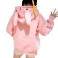 Kawaii Rabbit Ears Hoodie Winter Long Sleeve Blouse Loose Sweatshirt Design Cuff Printed Hooded Sweatshirt Soft Draw String Top. 