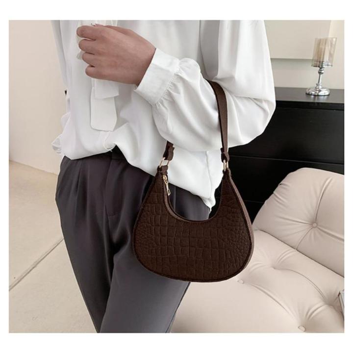 Casual%20Shoulder%20Bags%20Women%20Felt%20Stone%20Pattern%20Underarm%20Bag%20Fashion%20Exquisite%20Crescent%20Saddle%20Bags%20Ladies%20Advanced%20Armpit%20Bag%20-%20Image%205