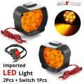 2pcs 9Led Fog Light Spot Beam Waterproof Heavy Duty Pod Driving Work Lamp with Handlebar Switch for Motorcycle Bike Car and SUV (15W, Yellow Light AHN.