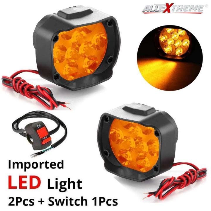 2pcs 9Led Fog Light Spot Beam Waterproof Heavy Duty Pod Driving Work Lamp with Handlebar Switch for Motorcycle Bike Car and SUV (15W, Yellow Light AHN